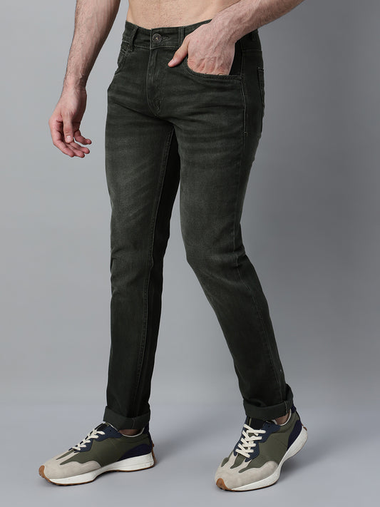 Denim Jeans for Men l Breathable & Soft with Color Fastness Ultra Narrow Fit Cotton Fabric Solid Pattern Button Closure