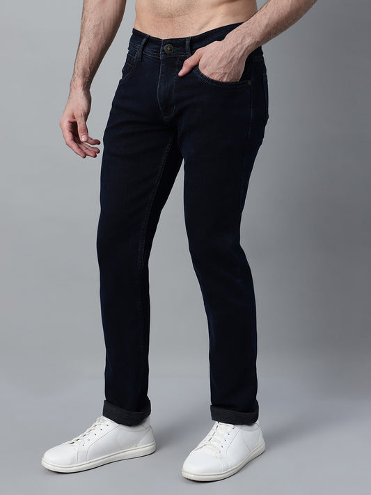 Denim Jeans for Men l Breathable & Soft with Color Fastness Ultra Narrow Fit Cotton Fabric Solid Pattern Button Closure