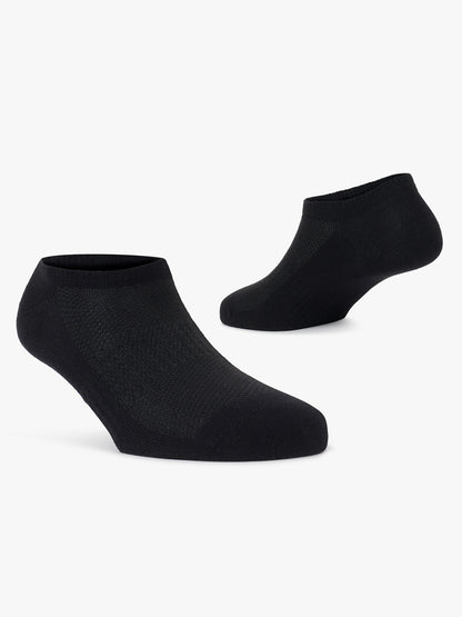 Men's Pack Of 5 Black No Show Length Self Design Casual Socks