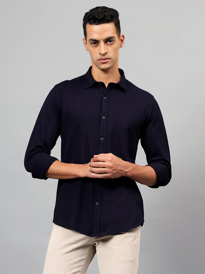 Casual Shirt for Men | Breathable & Soft with Color Fastness Regular Fit Spread Collar Neck Cotton Fabric Self Design Pattern