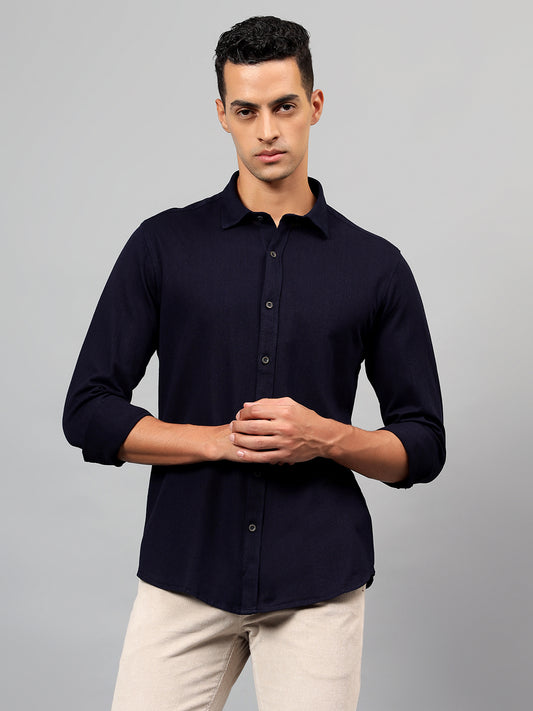 Casual Shirt for Men | Breathable & Soft with Color Fastness Regular Fit Spread Collar Neck Cotton Fabric Self Design Pattern