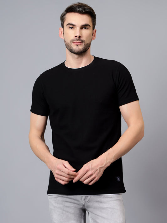 T-Shirt for Men | Breathable & Soft with Color Fastness Regular Fit Round Neck Poly Cotton Fabric Solid Pattern