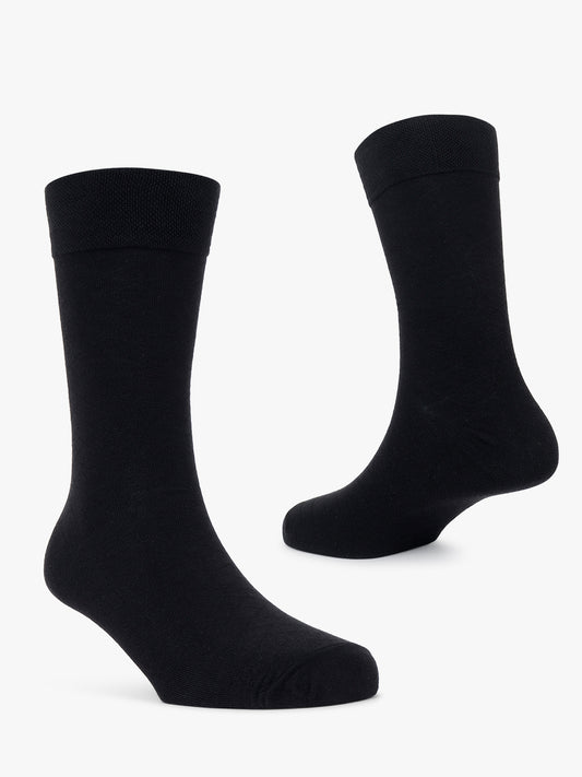 Men's Pack Of 5 Black Crew Length Solid Casual Socks