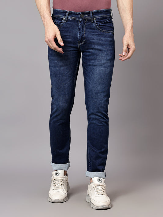 Denim Jeans for Men l Breathable & Soft with Color Fastness Ultra Narrow Fit Cotton Fabric Solid Pattern Button Closure
