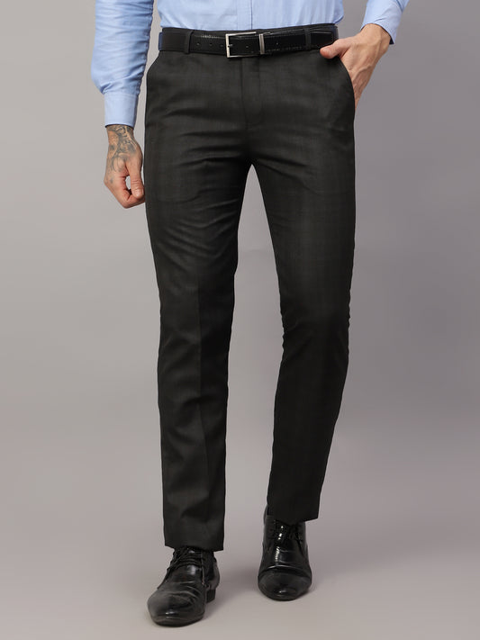 Formal Trouser for Men | Breathable & Soft with Color Fastness Regular Fit Poly Viscose Fabric Checkered Pattern Hook & Eye Closure