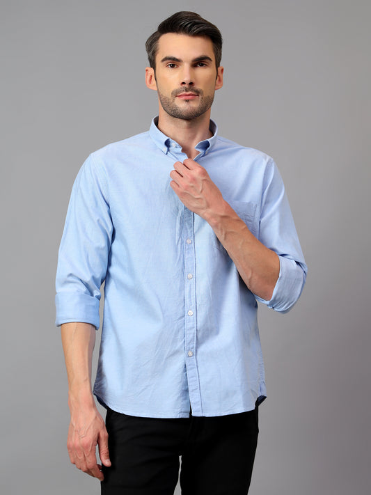 Casual Shirt for Men | Breathable & Soft with Color Fastness Regular Fit Spread Collar Neck Cotton Fabric Solid Pattern