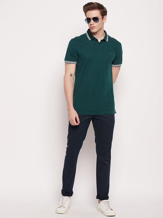 Cantabil Men Navy Blue Cotton Blend Checkered Regular Fit Casual Trouser (7057759928459)