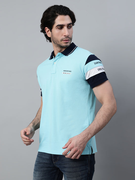 T-Shirt for Men | Breathable & Soft with Color Fastness Regular Fit Polo Neck Poly Cotton Fabric Solid Pattern