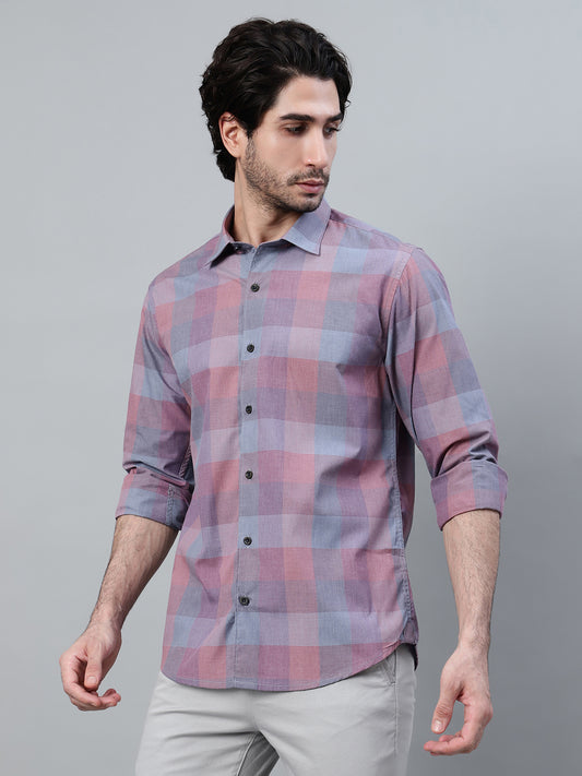 Casual Shirt for Men | Breathable & Soft with Color Fastness Regular Fit Spread Collar Neck Cotton Blend Fabric Checkered Pattern