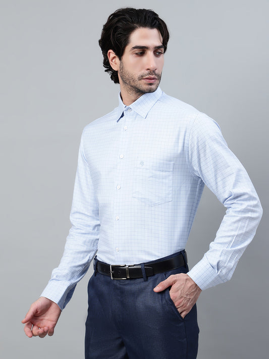 Formal Shirt for Men l Breathable & Soft with Color Fastness Regular Fit Spread Collar Neck Cotton Fabric Checkered Pattern
