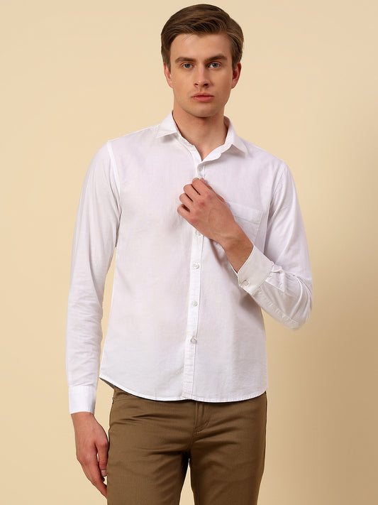 Shirt for Men | Breathable & Soft with Color Fastness Slim Fit Spread Collar Pure Cotton Fabric Solid Pattern