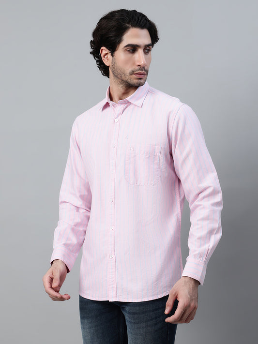 Casual Shirt for Men | Breathable & Soft with Color Fastness Regular Fit Spread Collar Neck Cotton Fabric Striped Pattern