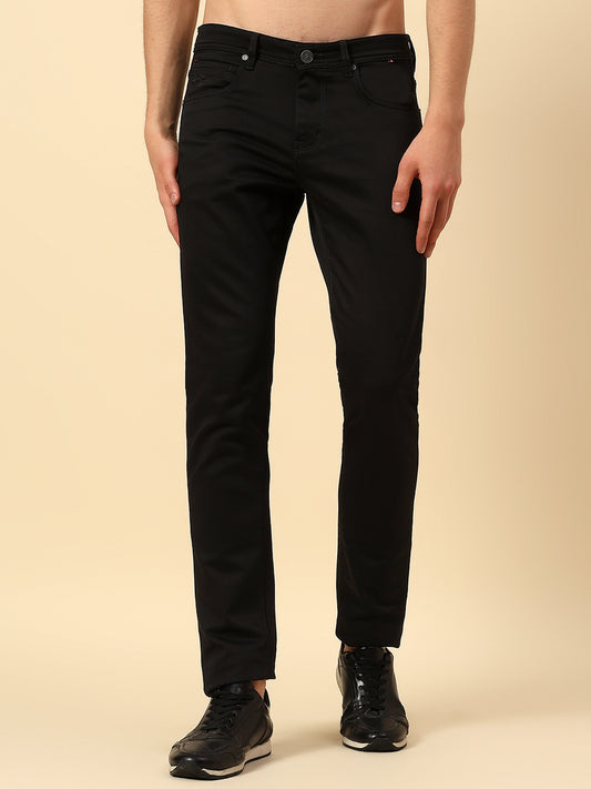 Denim Jeans for Men | Breathable & Soft with Color Fastness Ultra Narrow Poly Cotton Fabric Solid Pattern Button Closure