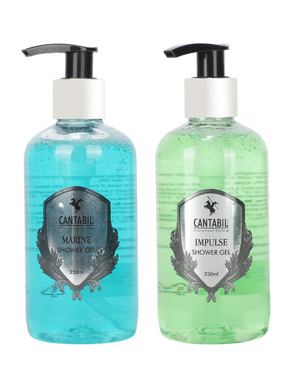 Cantabil Luxury Marine & Impulse Body Wash Shower Gel for Men & Women | Pack of 2 x 200ml Each | Deep Cleansing, Hydrating, Moisturising | Suitable for All Skin Types