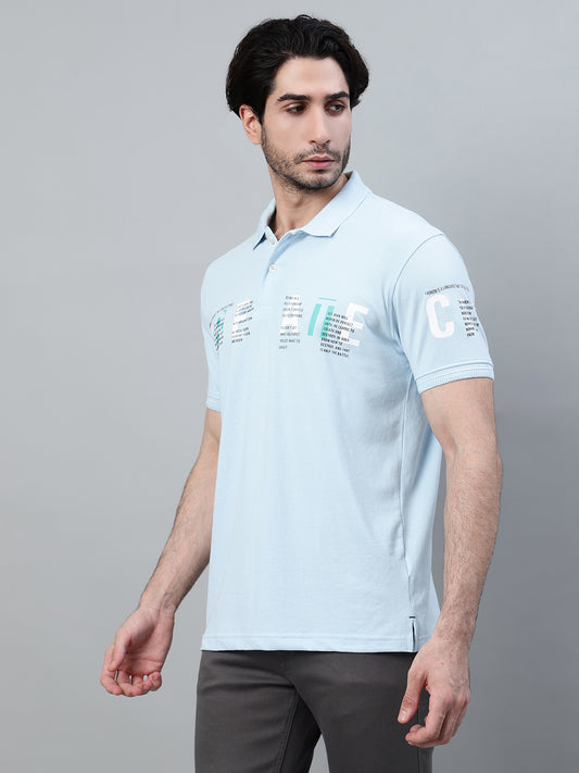 T-Shirt for Men | Breathable & Soft with Color Fastness Regular Fit Polo Neck Poly Cotton Fabric Printed Pattern