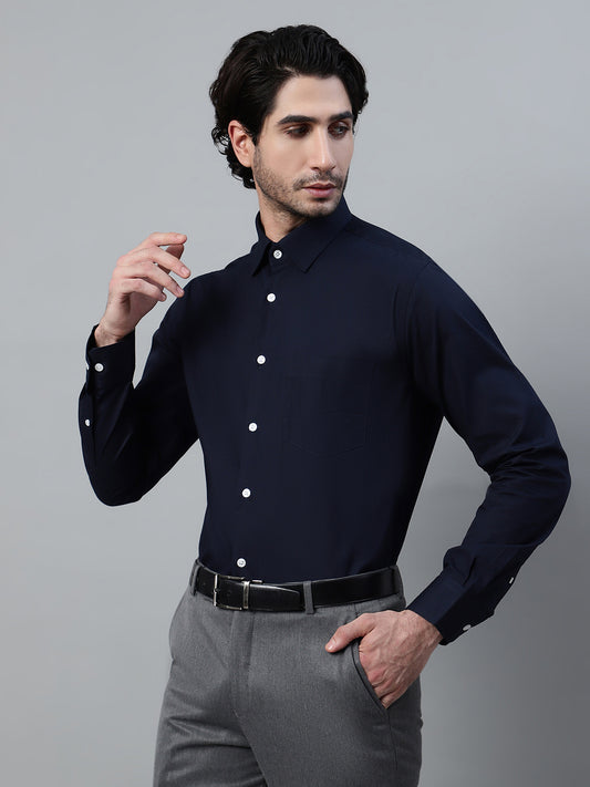 Formal Shirt for Men l Breathable & Soft with Color Fastness Regular Fit Spread Collar Neck Cotton Fabric Solid Pattern
