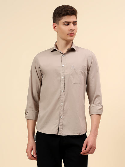 Shirt for Men | Breathable & Soft with Color Fastness Slim Fit Spread Collar Pure Cotton Fabric Solid Pattern
