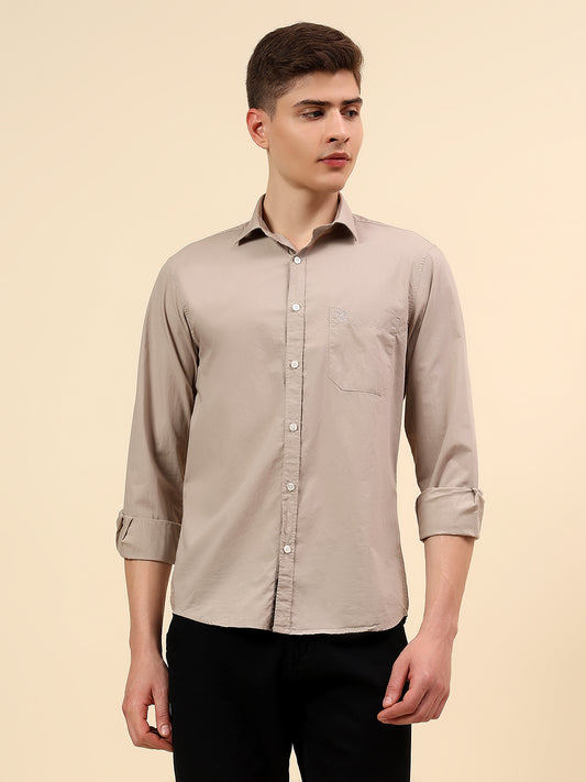 Shirt for Men | Breathable & Soft with Color Fastness Slim Fit Spread Collar Pure Cotton Fabric Solid Pattern