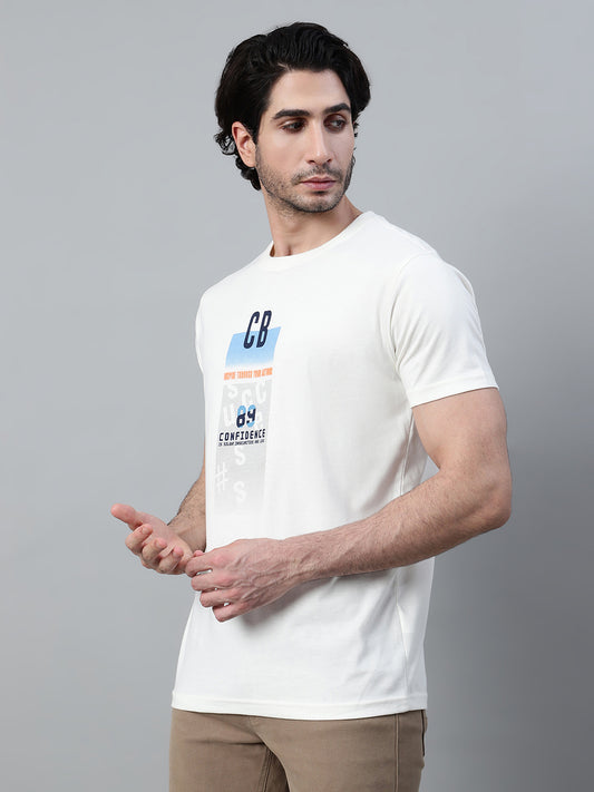 T-Shirt for Men | Breathable & Soft with Color Fastness Regular Fit Round Neck Poly Cotton Fabric Printed Pattern