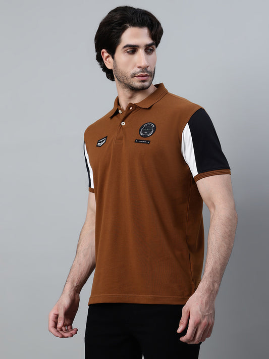 T-Shirt for Men | Breathable & Soft with Color Fastness Regular Fit Polo Neck Poly Cotton Fabric Solid Pattern