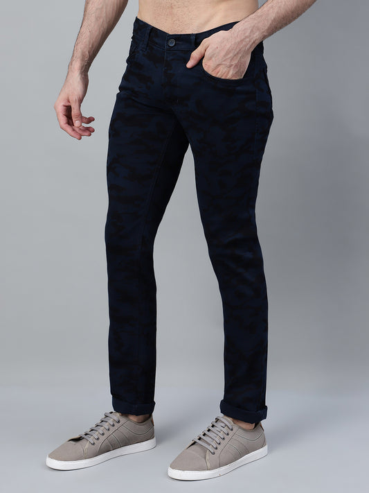 Casual Trouser for Men | Breathable & Soft with Color Fastness Regular Fit Cotton Blend Fabric Printed Pattern Button Closure