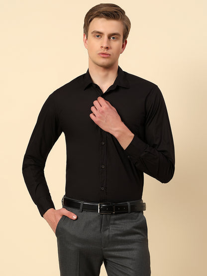 Shirt for Men | Breathable & Soft with Color Fastness Slim Fit Spread Collar Pure Cotton Fabric Solid Pattern