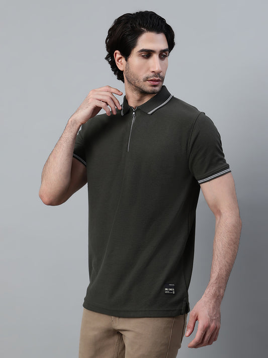 T-Shirt for Men | Breathable & Soft with Color Fastness Regular Fit Polo Neck Poly Cotton Fabric Solid Pattern
