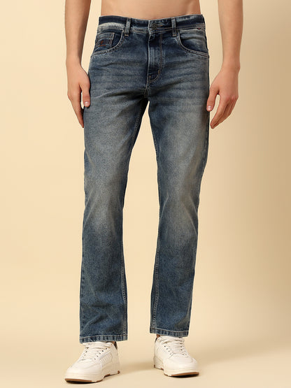 Denim Jeans for Men | Breathable & Soft with Color Fastness Straight Fit Poly Cotton Fabric Solid Pattern Button Closure