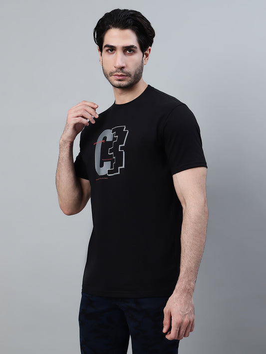 T-Shirt for Men | Breathable & Soft with Color Fastness Regular Fit Round Neck Poly Cotton Fabric Printed Pattern