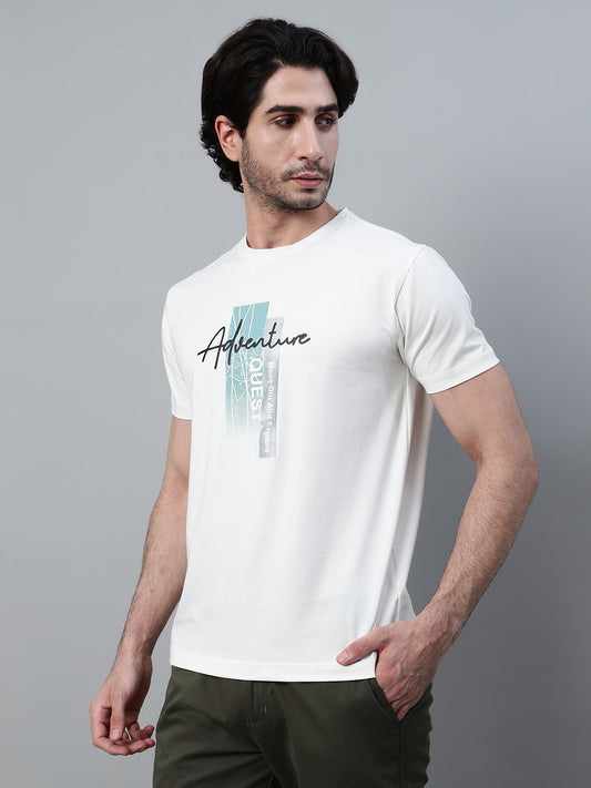 T-Shirt for Men | Breathable & Soft with Color Fastness Regular Fit Round Neck Poly Cotton Fabric Printed Pattern