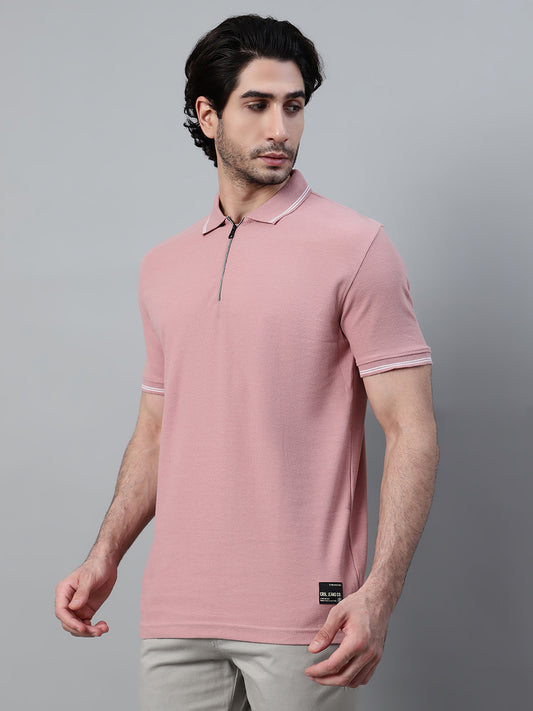 T-Shirt for Men | Breathable & Soft with Color Fastness Regular Fit Polo Neck Poly Cotton Fabric Solid Pattern