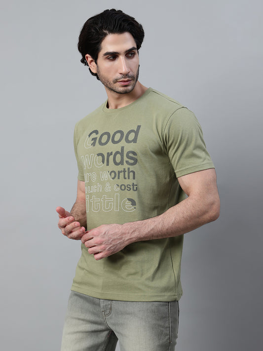 T-Shirt for Men | Breathable & Soft with Color Fastness Regular Fit Round Neck Poly Cotton Fabric Printed Pattern