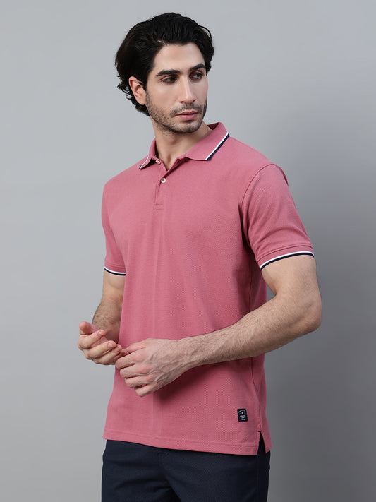 T-Shirt for Men | Breathable & Soft with Color Fastness Regular Fit Polo Neck Poly Cotton Fabric Solid Pattern