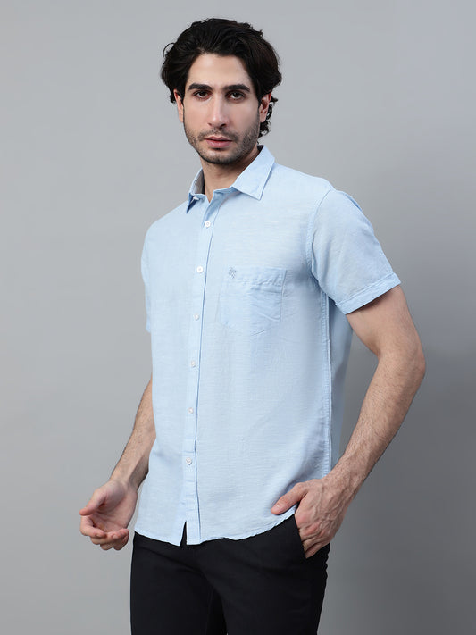 Casual Shirt for Men | Breathable & Soft with Color Fastness Regular Fit Spread Collar Neck Cotton Fabric Solid Pattern