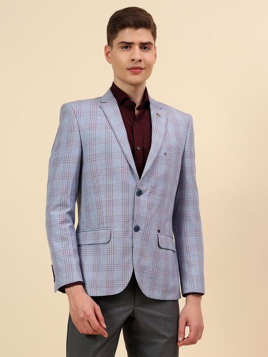 Blazer for Men | Premium Casual Blazer Slim Fit Notched Collar Poly Viscose Fabric Check Pattern