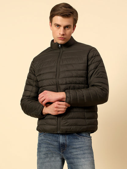 Reversible Jacket for Men | Premium Casual Jacket Regular Fit Mock Neck Nylon Fabric Solid Pattern