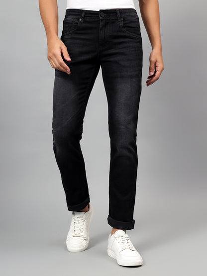 Denim Jeans for Men l Breathable & Soft with Color Fastness Ultra Narrow Fit Cotton Fabric Solid Pattern Button Closure