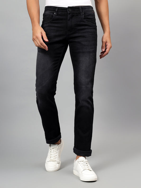 Denim Jeans for Men l Breathable & Soft with Color Fastness Ultra Narrow Fit Cotton Fabric Solid Pattern Button Closure