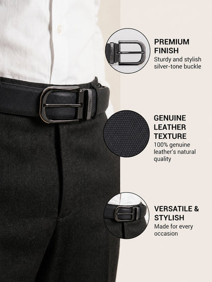 Men's Textured Black Brown Reversible Formal Belt