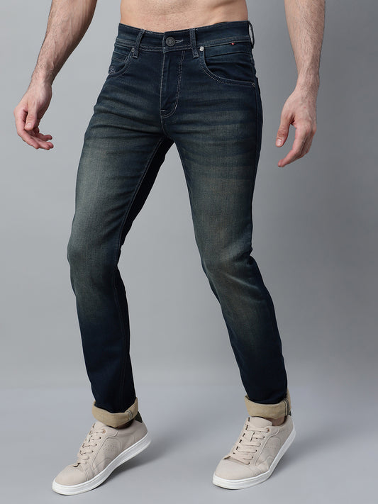Denim Jeans for Men l Breathable & Soft with Color Fastness Ultra Narrow Fit Cotton Fabric Solid Pattern Button Closure