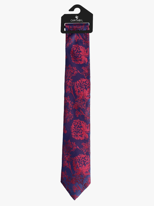 Cantabil Men's Navy Blue Floral Printed Broad Tie