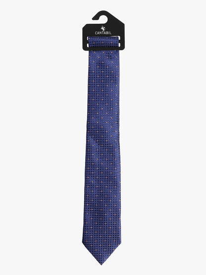 Cantabil Men's Navy Blue Dotted Printed Broad Tie