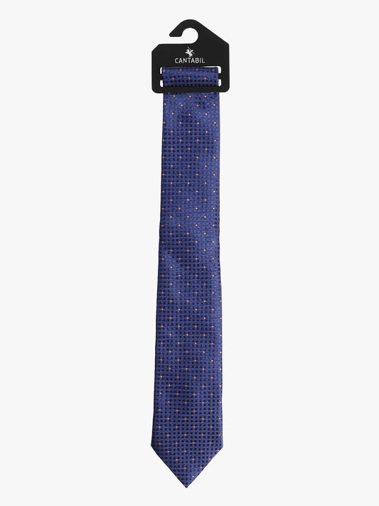 Cantabil Men's Navy Blue Dotted Printed Broad Tie