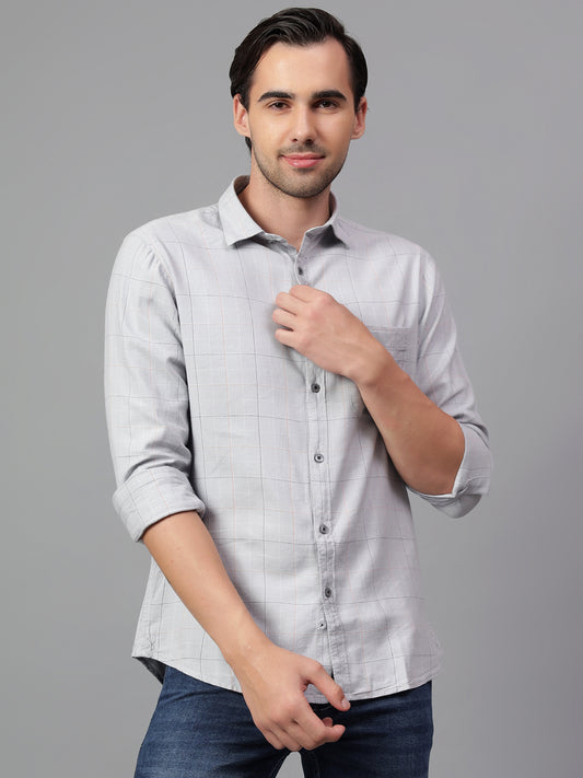 Casual Shirt for Men | Breathable & Soft with Color Fastness Regular Fit Spread Collar Neck Cotton Blend Fabric Checkered Pattern