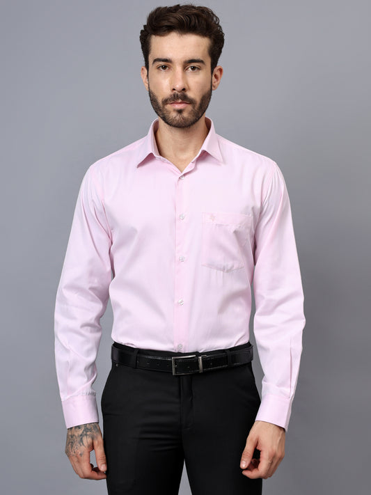 Formal Shirt for Men l Breathable & Soft with Color Fastness Regular Fit Spread Collar Neck Cotton Blend Fabric Self Design Pattern