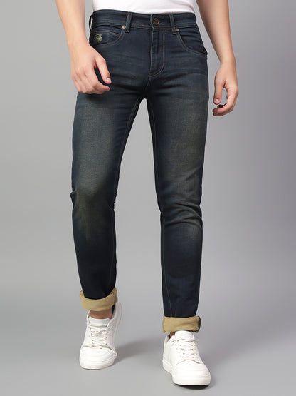 Denim Jeans for Men l Breathable & Soft with Color Fastness Ultra Narrow Fit Cotton Fabric Solid Pattern Button Closure