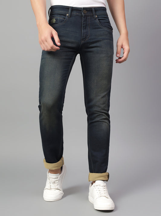 Denim Jeans for Men l Breathable & Soft with Color Fastness Ultra Narrow Fit Cotton Fabric Solid Pattern Button Closure