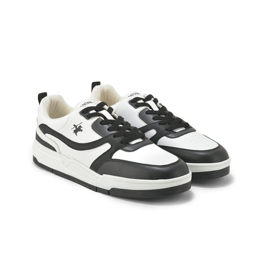 Men's White & Black Colorblock Casual Sneakers Shoes