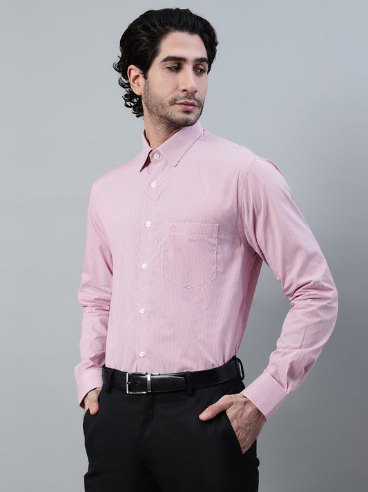Formal Shirt for Men l Breathable & Soft with Color Fastness Regular Fit Spread Collar Neck Cotton Fabric Striped Pattern