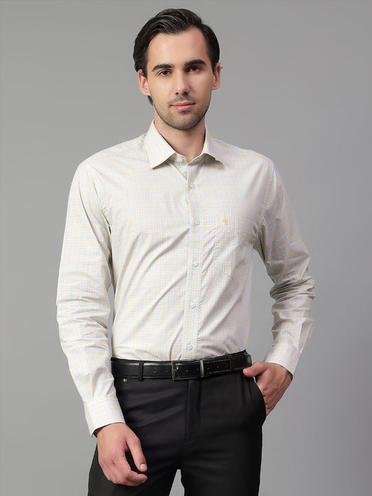 Formal Shirt for Men l Breathable & Soft with Color Fastness Regular Fit Spread Collar Neck Cotton Fabric Checkered Pattern